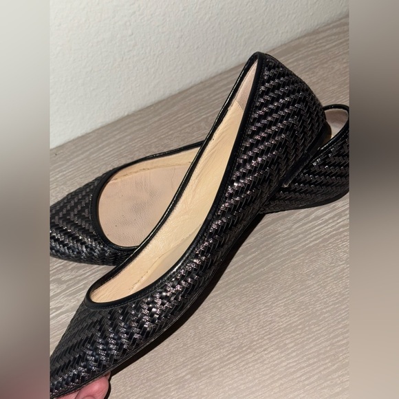 Jimmy Choo Aza Woven Leather Metallic Threaded Black Heels size 39.5. 9.5 - Picture 8 of 12